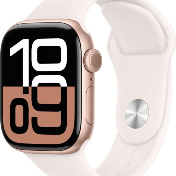Apple Watch Series 10 GPS 42mm Aluminium Roségold Sportarmband Blassrosa S/M
