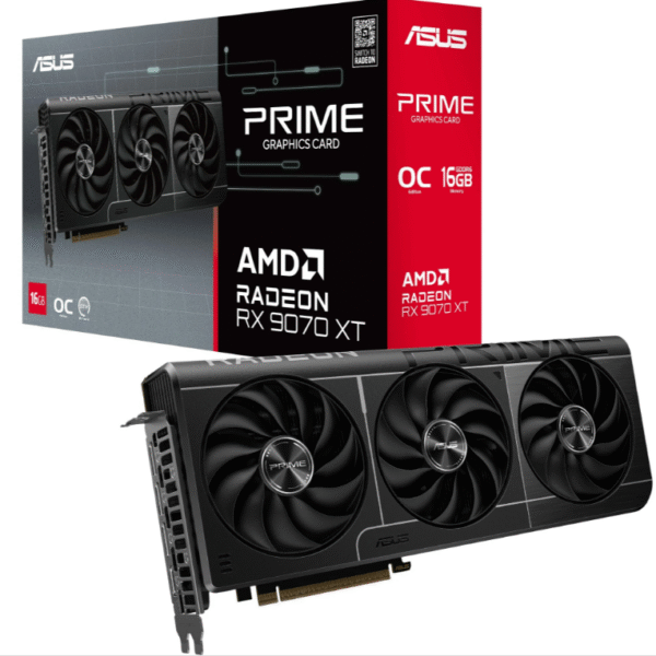 ASUS Radeon RX 9070 XT PRIME GAMING OC, Grafikkarte (grau, RDNA4, GDDR6, 3x DisplayPort, 1x HDMI 2.1)